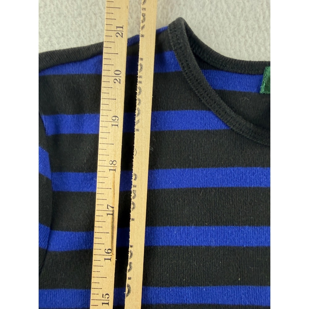 Lauren Ralph Lauren Womens Striped Long Sleeve Top Blue Black Logo Pocket M - Picture 5 of 6